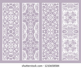 Decorative doodle line borders with repeating texture. Tribal ethnic arabic, indian, turkish ornament, bookmarks templates set. Isolated design elements. Stylized lace patterns, hand drawn collection
