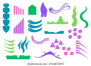 Decorative doodle mix shape design set