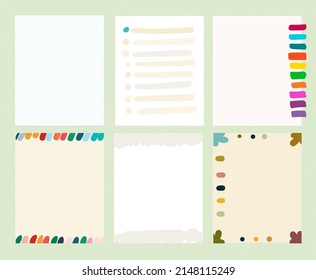páginas de doodle decorativas para fondo vectorial de libro de notas
