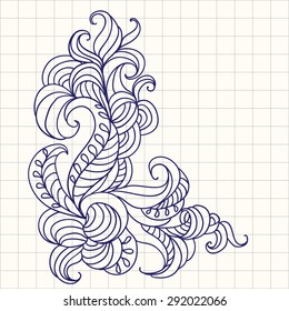 Decorative doodle pen pattern on a notepad sheet
