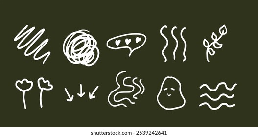 Decorative Doodles Set Illustration | Minimalist Doodle Vector for Creative Designs