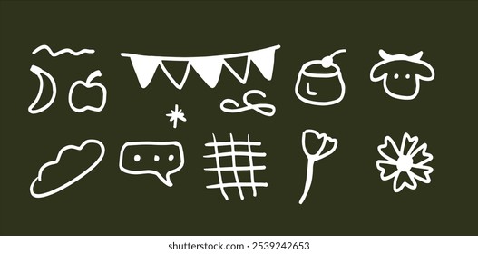 Decorative Doodles Set Illustration | Minimalist Doodle Vector for Creative Designs