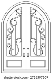 Porta decorativa com design de arame enrolado, estilo vintage.