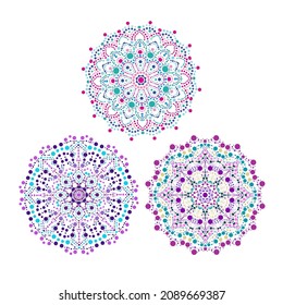 Decorative dot mandala set, design elements. Can be used for cards, invitations, banners, posters, print design. Mandala background