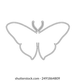 Decorative dotted outline of a winged insect butterfly. Vector graphics.