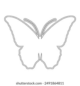 Decorative dotted outline of a winged insect butterfly. Vector graphics.