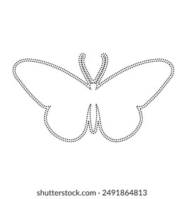 Decorative dotted outline of a winged insect butterfly. Vector graphics.