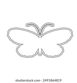 Decorative dotted outline of a winged insect butterfly. Vector graphics.