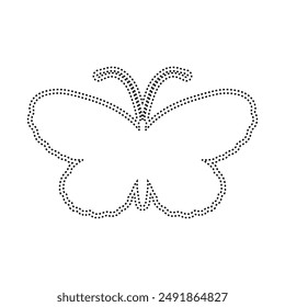 Decorative dotted outline of a winged insect butterfly. Vector graphics.