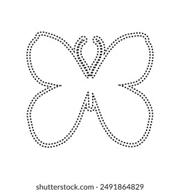 Decorative dotted outline of a winged insect butterfly. Vector graphics.