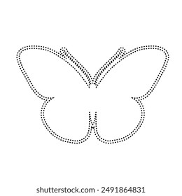 Decorative dotted outline of a winged insect butterfly. Vector graphics.