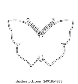 Decorative dotted outline of a winged insect butterfly. Vector graphics.