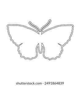 Decorative dotted outline of a winged insect butterfly. Vector graphics.