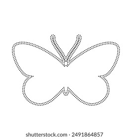 Decorative dotted outline of a winged insect butterfly. Vector graphics.