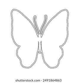 Decorative dotted outline of a winged insect butterfly. Vector graphics.