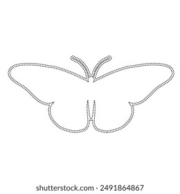 Decorative dotted outline of a winged insect butterfly. Vector graphics.