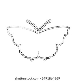 Decorative dotted outline of a winged insect butterfly. Vector graphics.