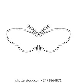 Decorative dotted outline of a winged insect butterfly. Vector graphics.