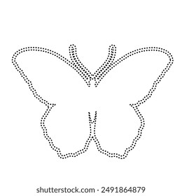 Decorative dotted outline of a winged insect butterfly. Vector graphics.