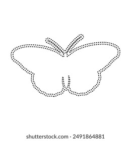 Decorative dotted outline of a winged insect butterfly. Vector graphics.