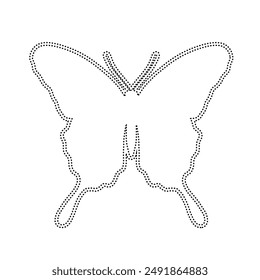 Decorative dotted outline of a winged insect butterfly. Vector graphics.