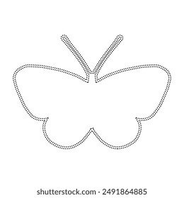 Decorative dotted outline of a winged insect butterfly. Vector graphics.