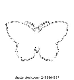 Decorative dotted outline of a winged insect butterfly. Vector graphics.