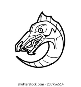 decorative dragon head in a circle - mythical creature - suitable for a logo and design