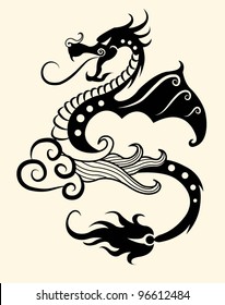 Decorative Dragon ink drawing vector