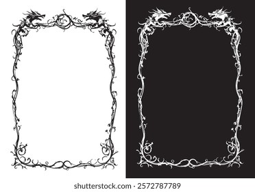 decorative dragon and twig frame ornate