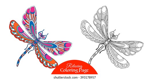 Decorative Dragonfly Coloring Book Adult Older Stock Vector Royalty Free 393178957