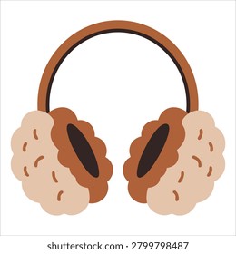 Decorative drawing of earmuff idea hearing protection vectorized color glyph artwork winter