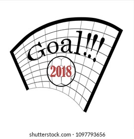 decorative drawing with a football goal and a ball
