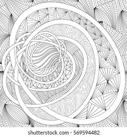 Decorative drawing. Zen tangle, isolated on white background. Hand drawn sketch for adult anti stress coloring page, T-shirt emblem, logo or tattoo with doodle, design elements.
