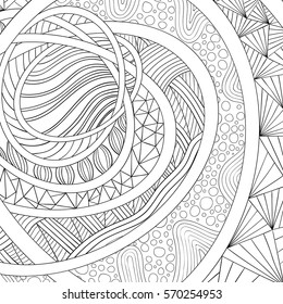 Decorative drawing. Zen tangle, isolated on white background. Hand drawn sketch for adult antis tress coloring page, T-shirt emblem, logo or tattoo with doodle, design elements.