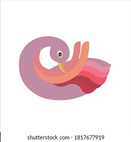 Decorative duck vector design for textile or tile, pastel red color on white color background