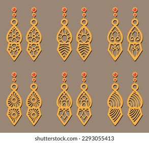 Decorative Earrings Laser Cut design, 