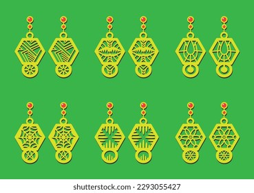 Decorative Earrings Laser Cut design, 