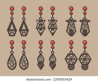 Decorative Earrings Laser Cut design, 