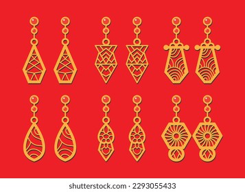 Decorative Earrings Laser Cut design, 