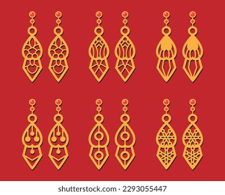 Decorative Earrings Laser Cut design, 