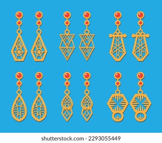 Decorative Earrings Laser Cut design, 