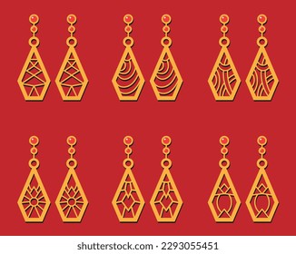 Decorative Earrings Laser Cut design, 