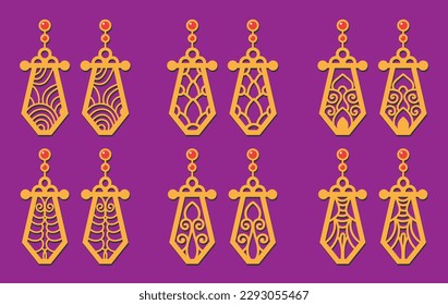 Decorative Earrings Laser Cut design, 