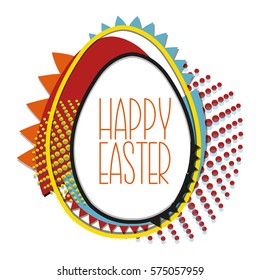 Decorative Easter background with egg in pop art style with colored dots. Perfect for greeting card or poster. Stock vector