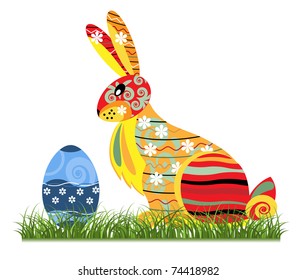 Decorative Easter bunny against the white background