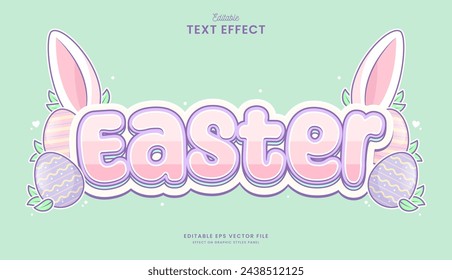 diseño de vector de efecto de texto editable de conejito de pascua decorativo