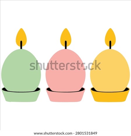 Decorative Easter Candle In Egg Form With Bright Flame Flat Style Vector Illustration