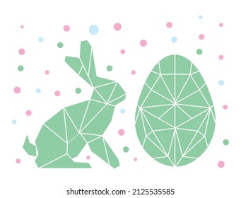Decorative easter card with easter bunny and easter egg on white background - editable vector illustration EPS10 