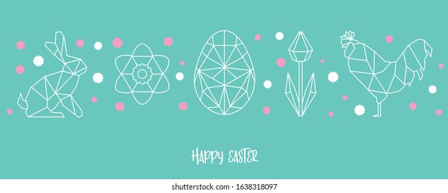 Decorative easter card with white ornaments and easter symbols editable vector illustration EPS10 